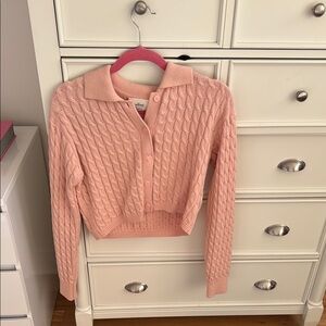 Pink Cable Knit Sweater - Aritzia